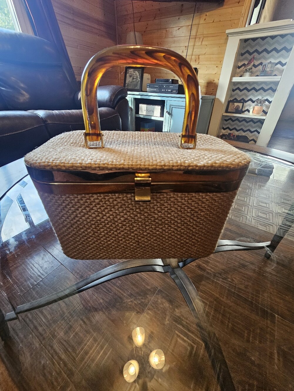 Vintage 1950s JR Julius Resnick Box Bag Wool Tweed Handbag Train Case Purse